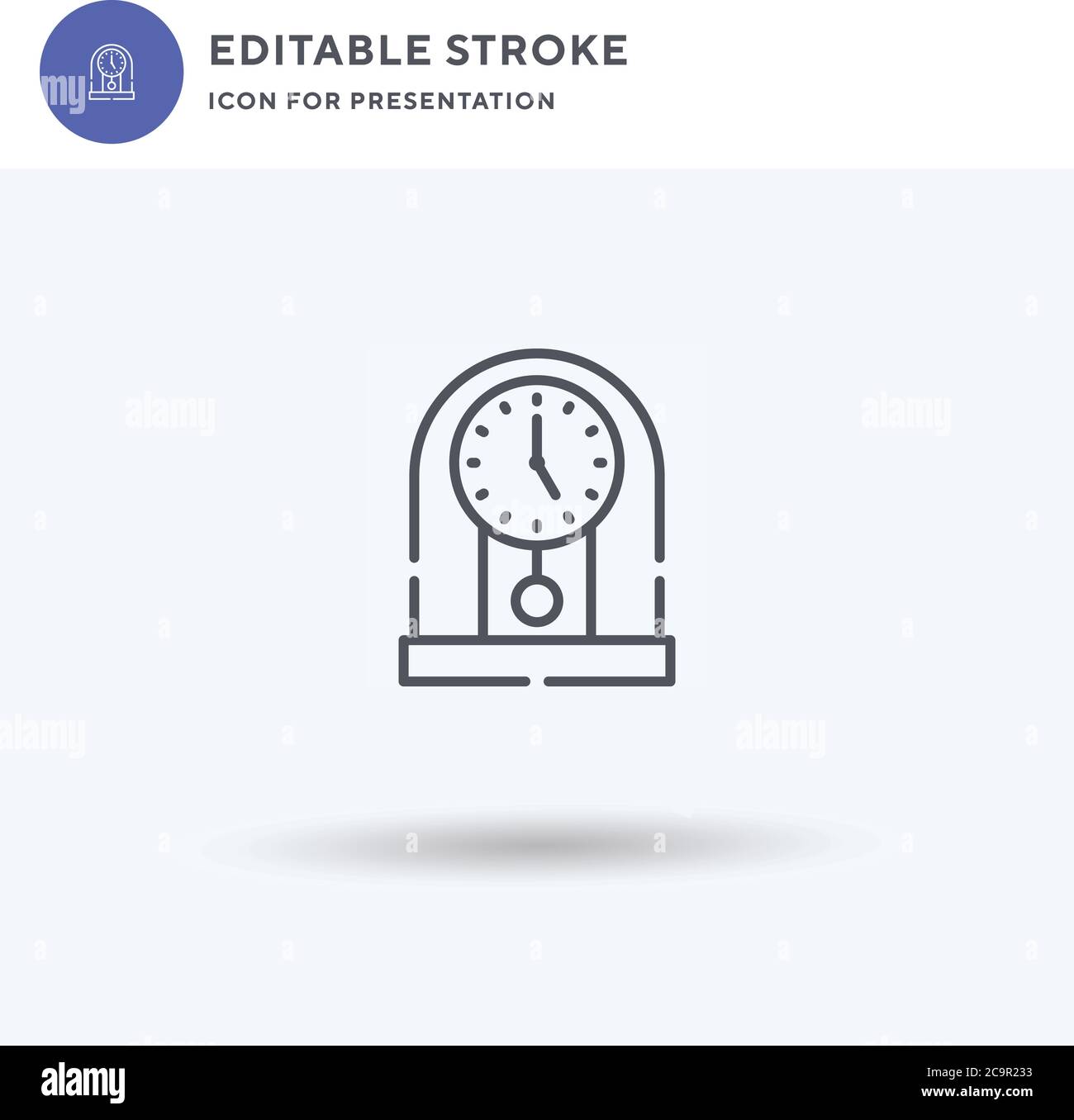 Table Clock icon vector, filled flat sign, solid pictogram isolated on white, logo illustration. Table Clock icon for presentation. Stock Vector