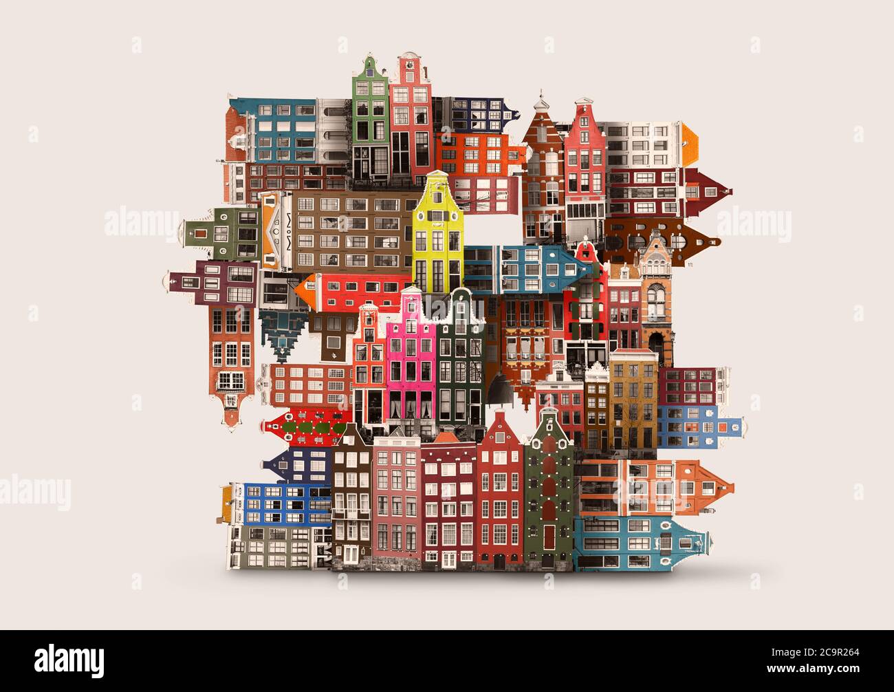 Traditional Dutch houses stacked on top of each other, concept on the