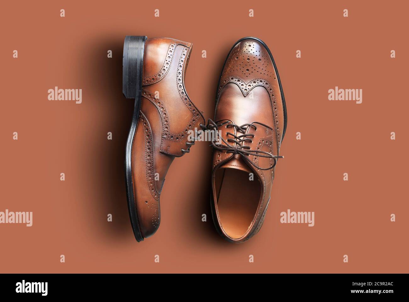 Brown leather men's shoes in classic style Stock Photo - Alamy
