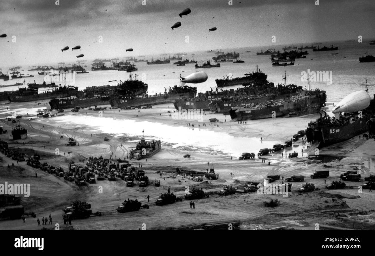 D-Day invasion of Normandy in Operation Overlord during World War II Stock Photo