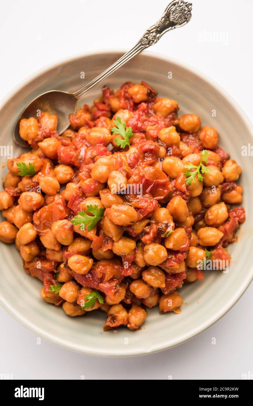 Mumbai / India 13 April 2017 Chola Chana Masala Recipe (North Indian Spiced  Chickpea Curry) served in a Stainless Steel Kadai cookware in mumbai Stock  Photo - Alamy