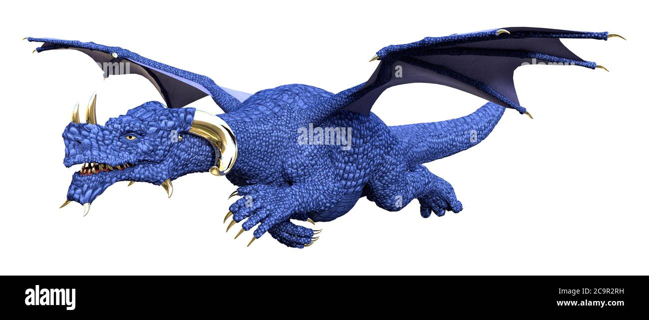 3D rendering of a fantasy dragon isolated on white background Stock ...