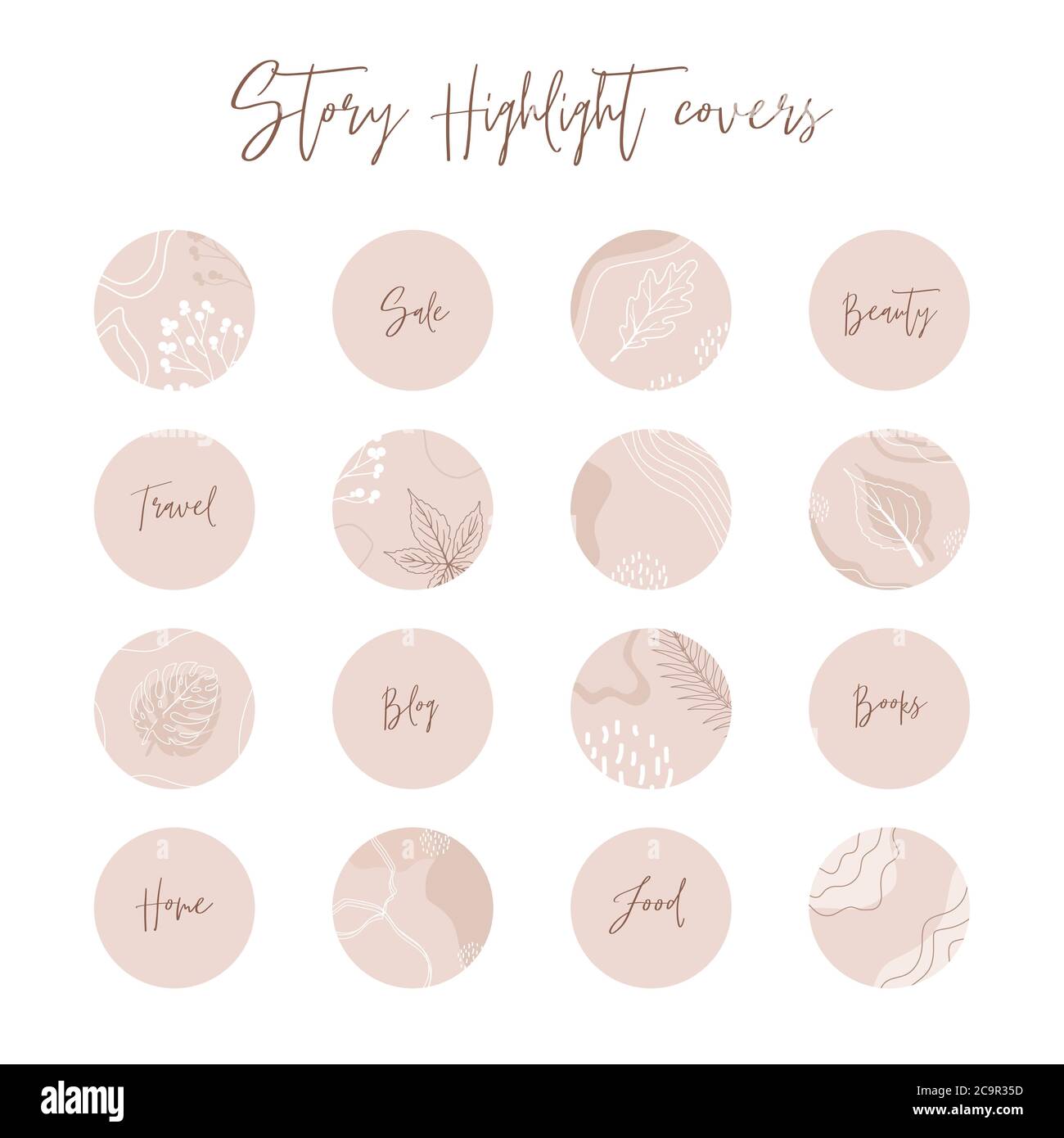 Bundle of highlights covers. Modern vector layouts with hand drawn ...