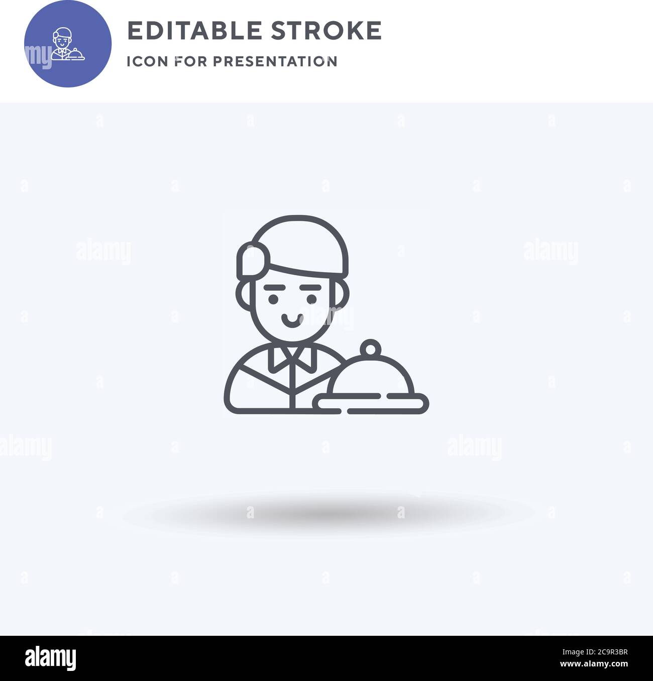 Waiter icon vector, filled flat sign, solid pictogram isolated on white ...