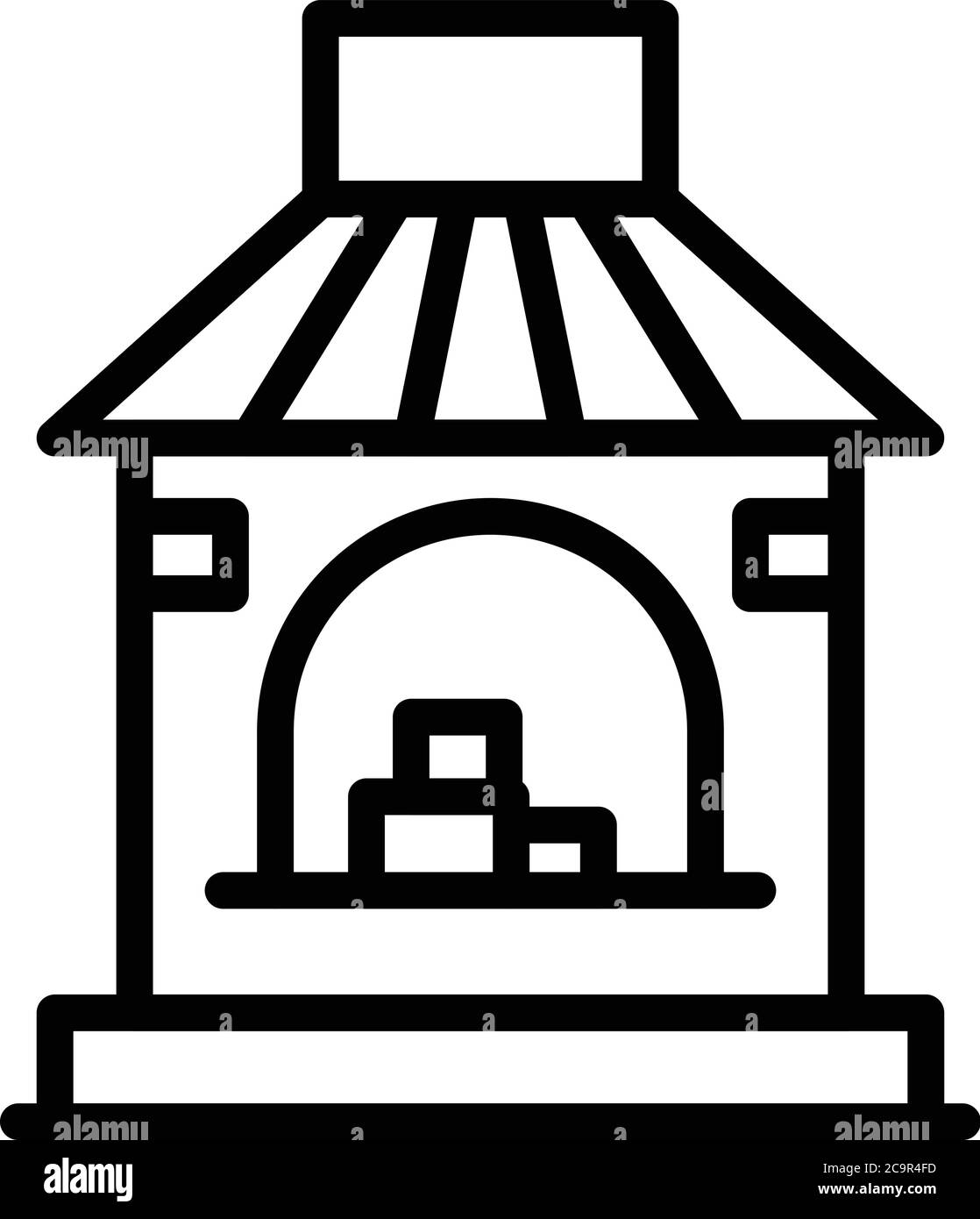 Blacksmith oven icon, outline style Stock Vector