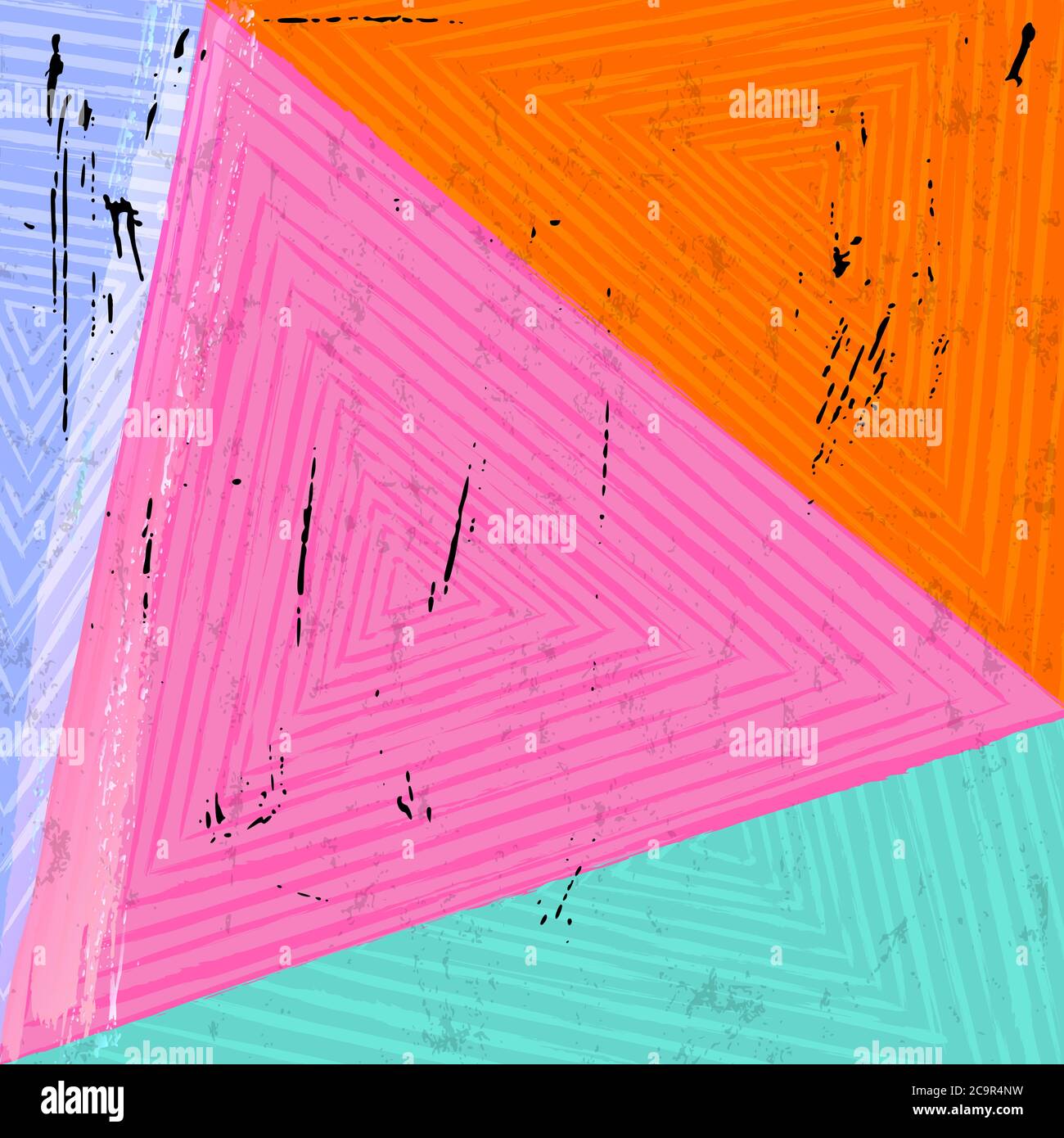 abstract geometric pattern background, with triangles, stripes, paint strokes and splashes Stock Vector