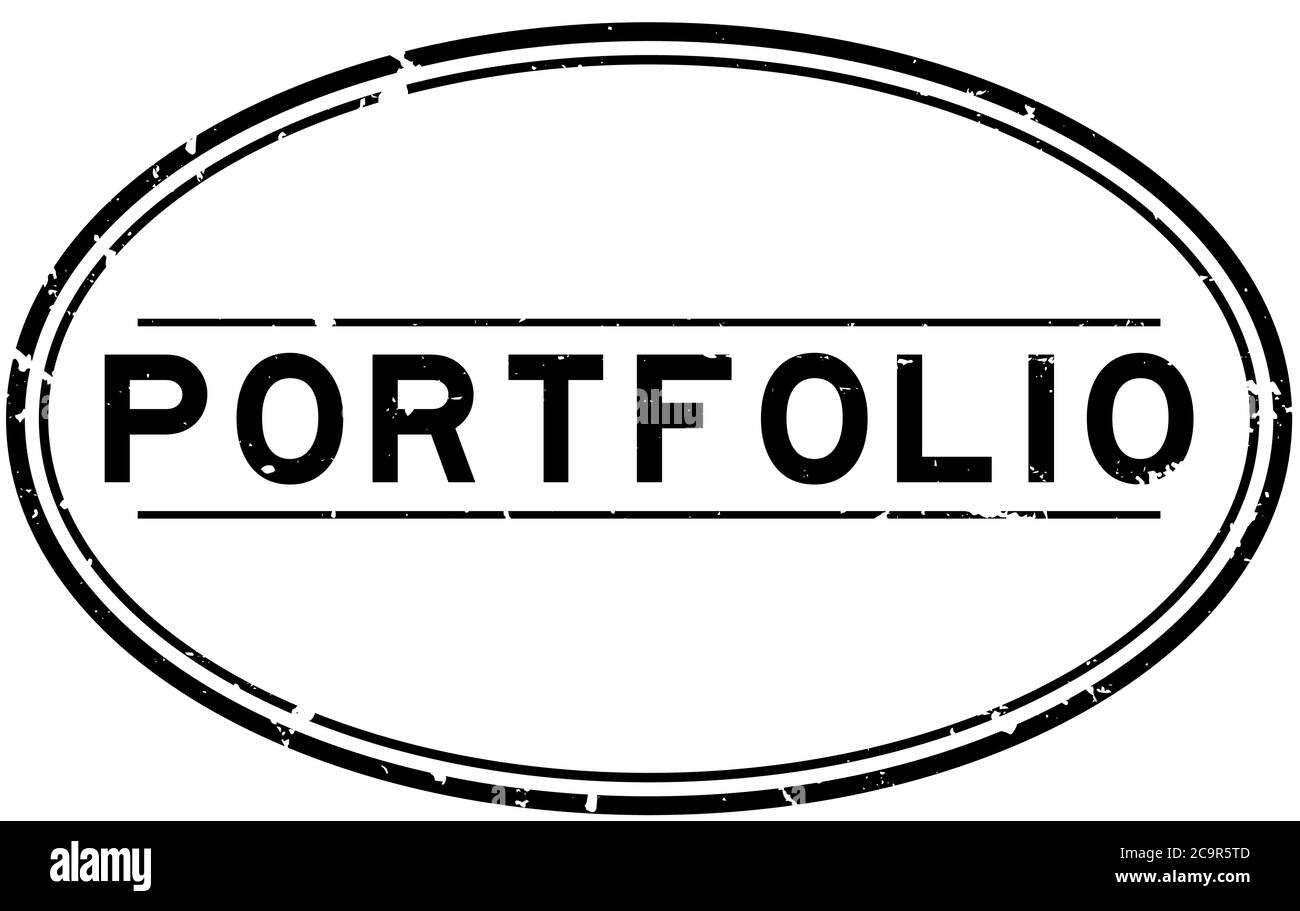 Grunge black portfolio word oval rubber seal stamp on white background ...
