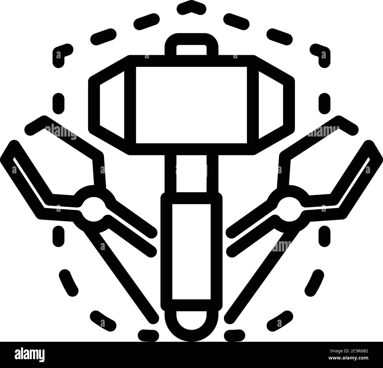 Blacksmith tools icon, outline style Stock Vector