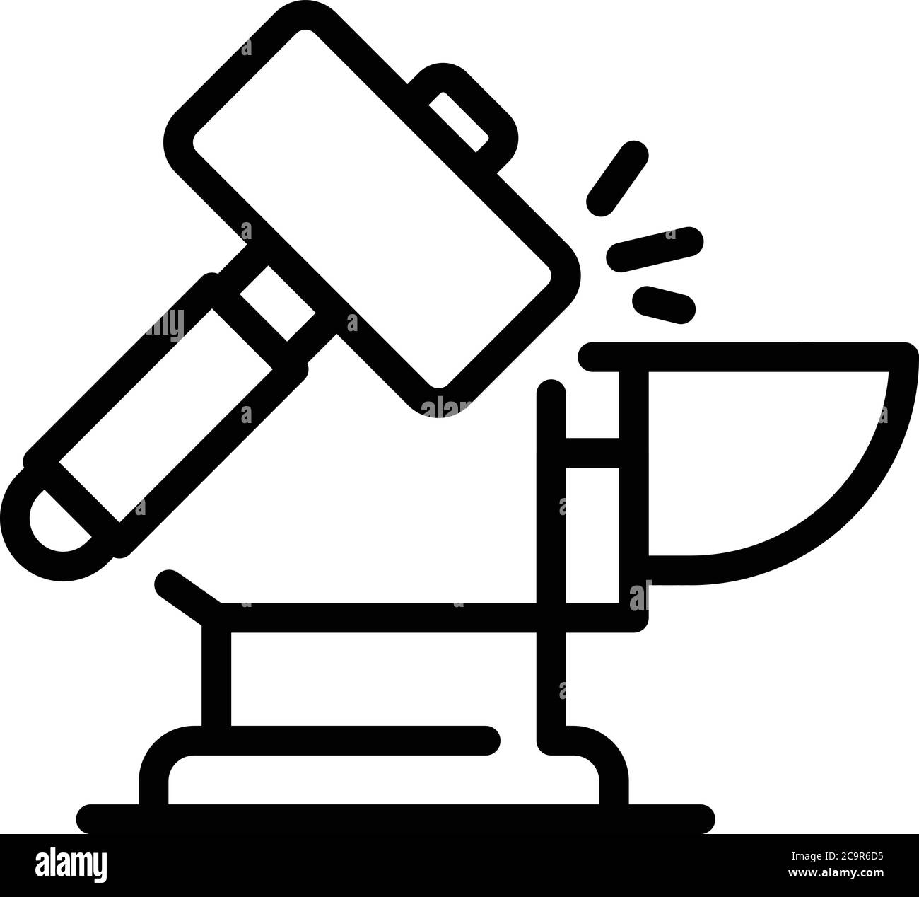 Sledgehammer on anvil icon, outline style Stock Vector Image & Art Alamy