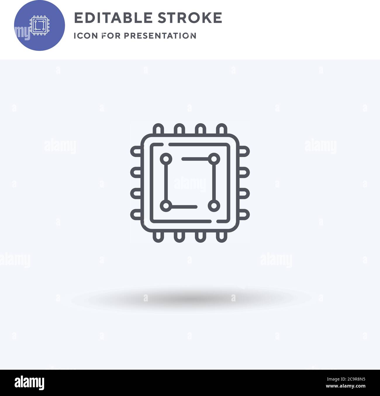 Processor icon vector, filled flat sign, solid pictogram isolated on white, logo illustration. Processor icon for presentation. Stock Vector