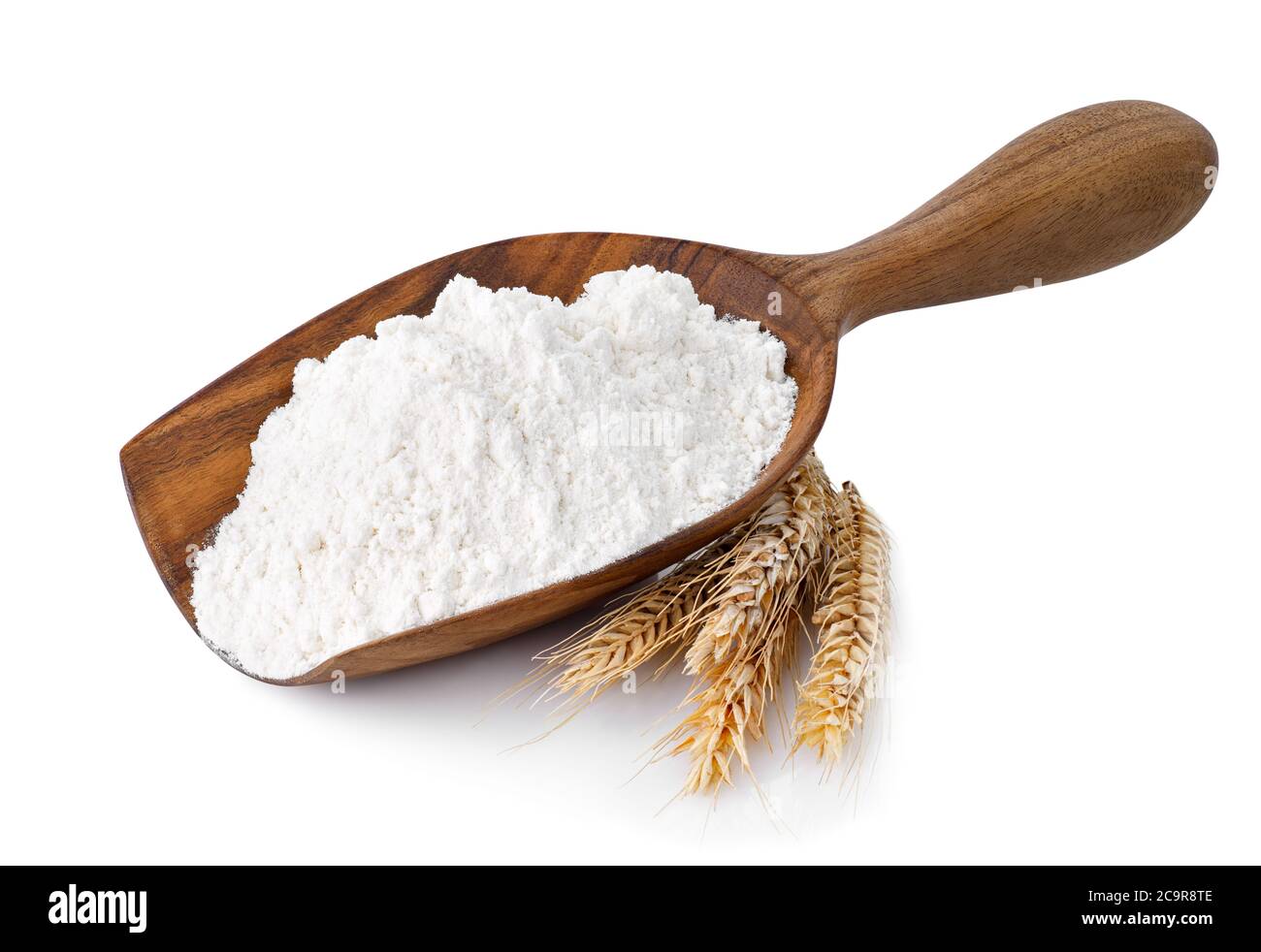scoop with flour isolated on white Stock Photo