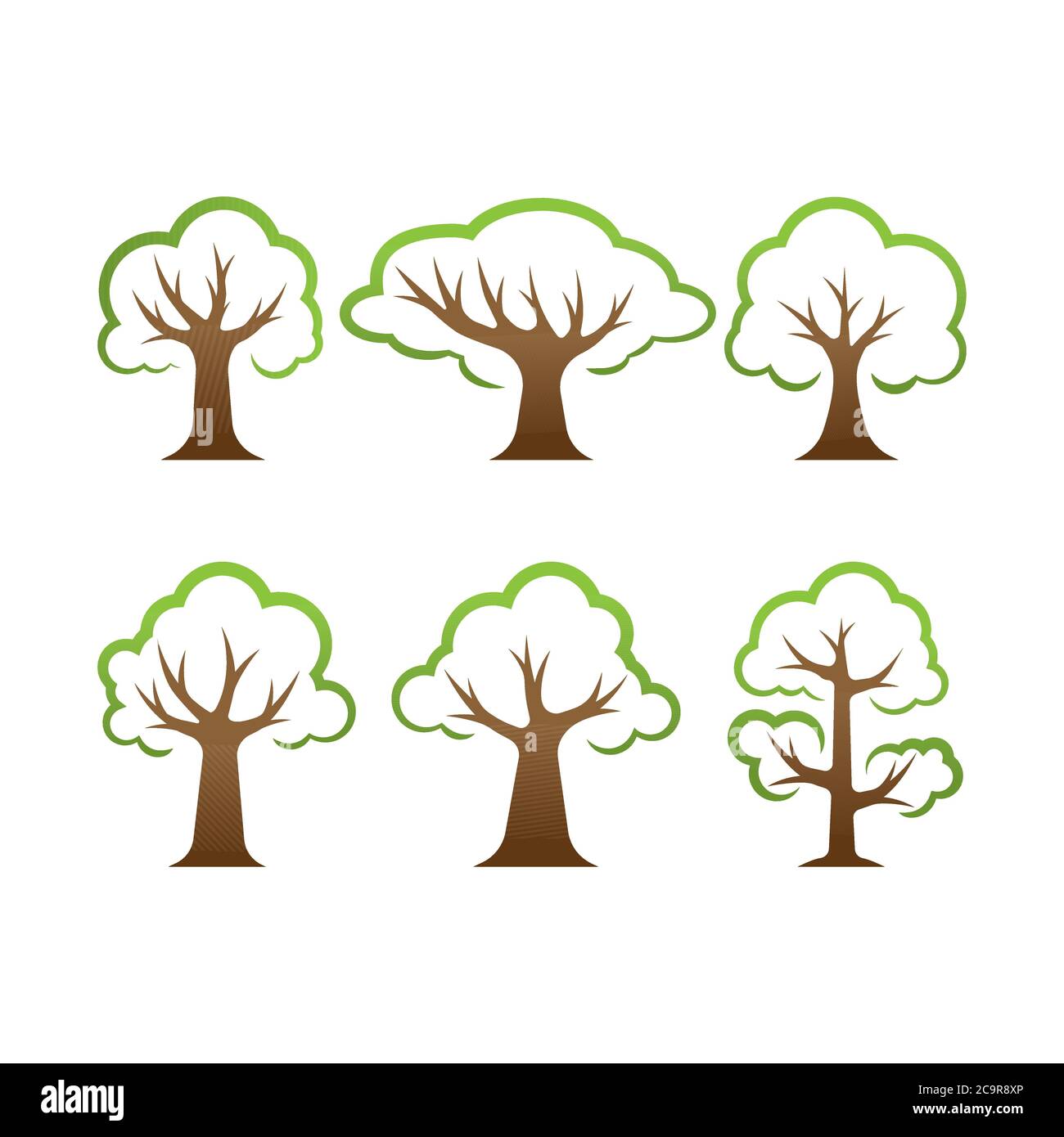 Set of Tree vector design illustration. Nature Tree vector in flat ...