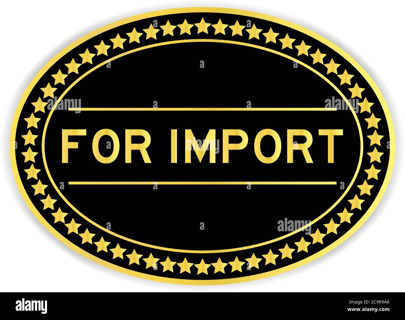 Black and gold color sticker with word for import on white background Stock Vector