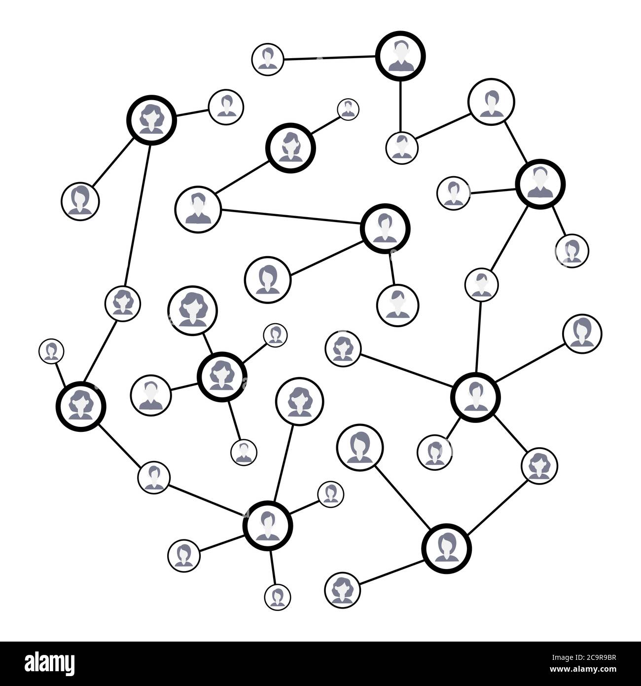 Online wireframe networking contact, global cloud gathering, friendship socialization, technology community connection. Vector black white social web, Stock Vector