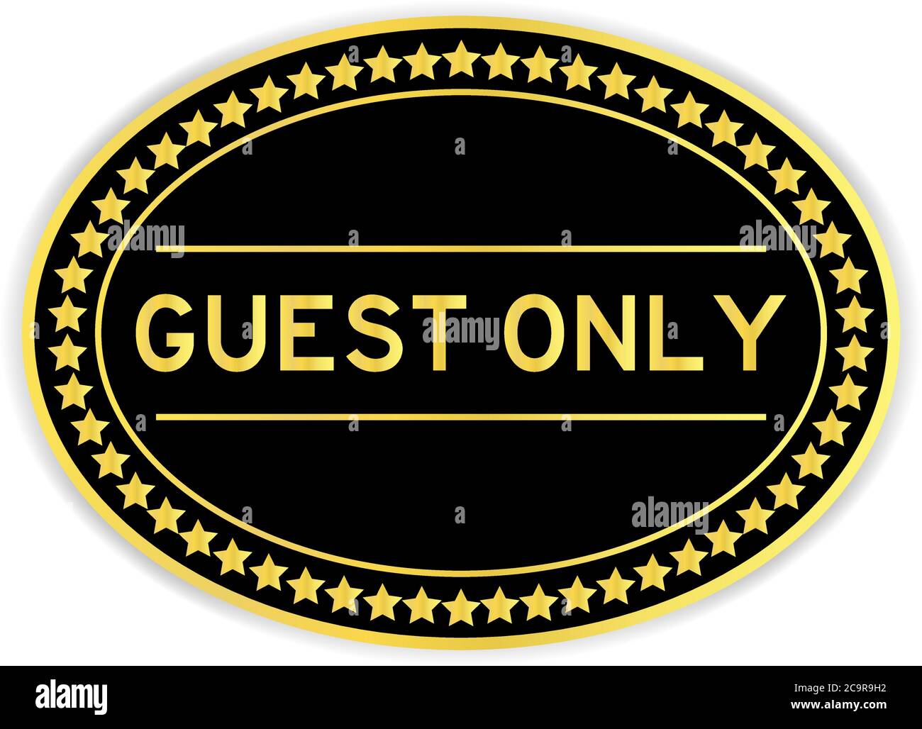 Black and gold color sticker with word guest only on white background ...