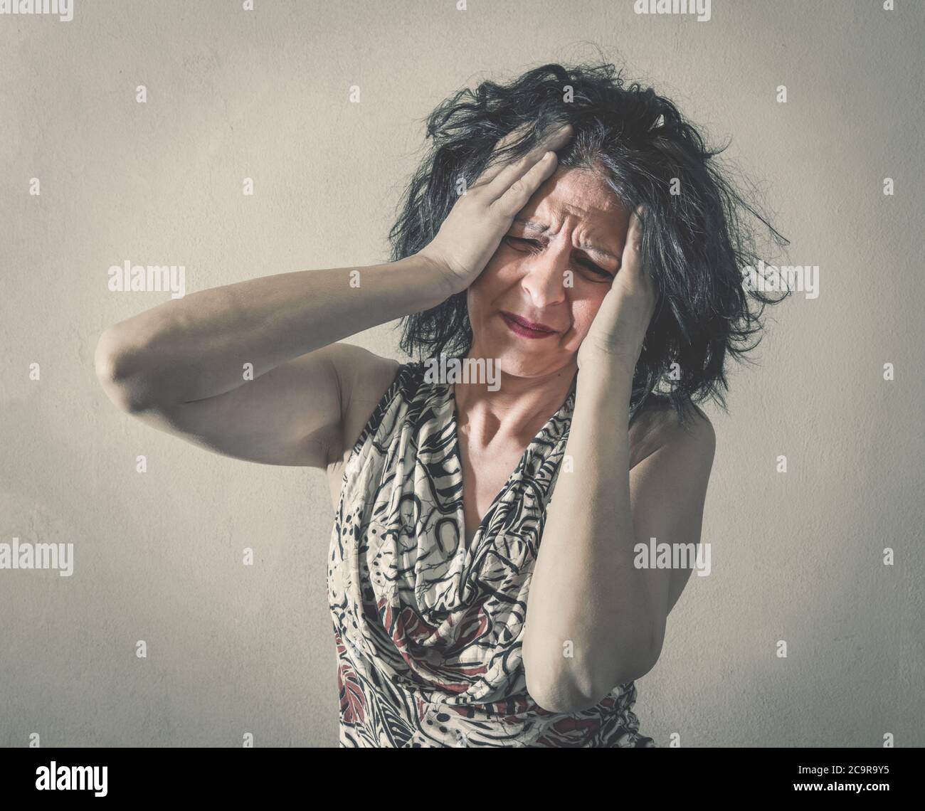 A Portrait Of A Very Stressed Woman Stock Photo Alamy