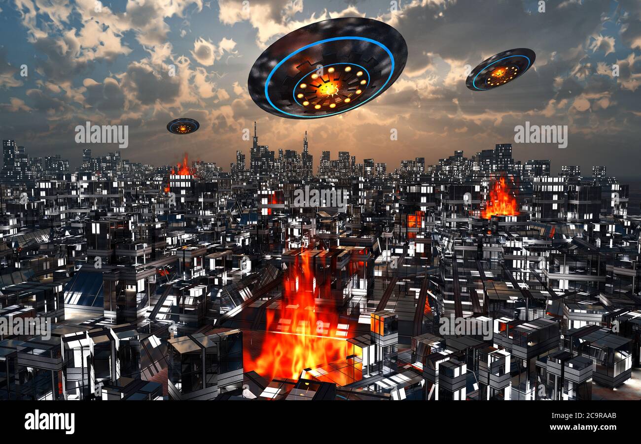 UFO Invasion Stock Photo