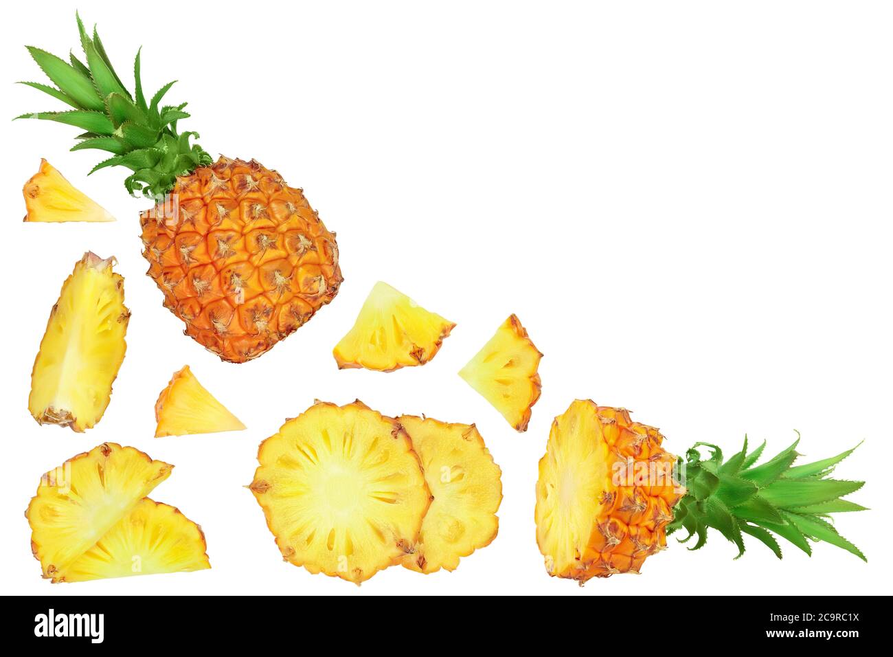 pineapple slices isolated on white background with clipping path and ...