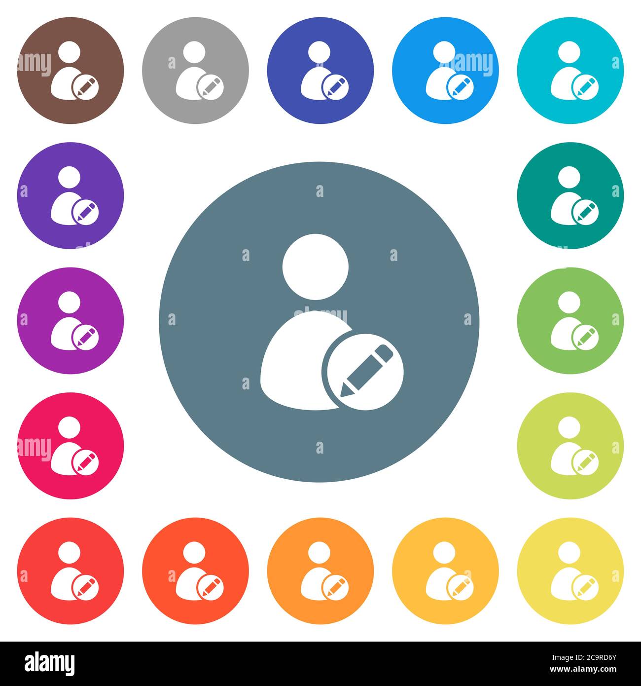 Rename user flat white icons on round color backgrounds. 17 background ...