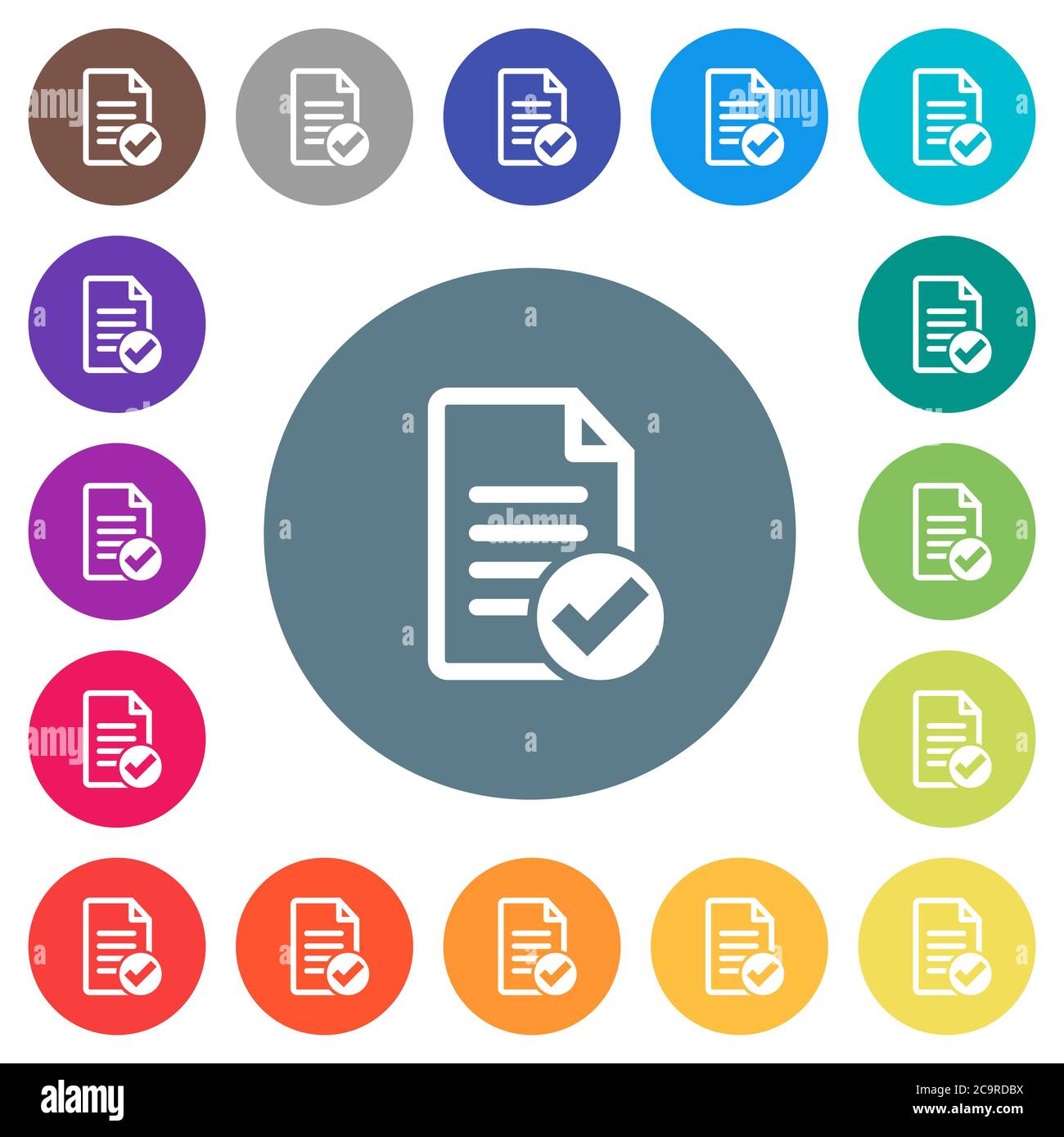 Document ok flat white icons on round color backgrounds. 17 background ...