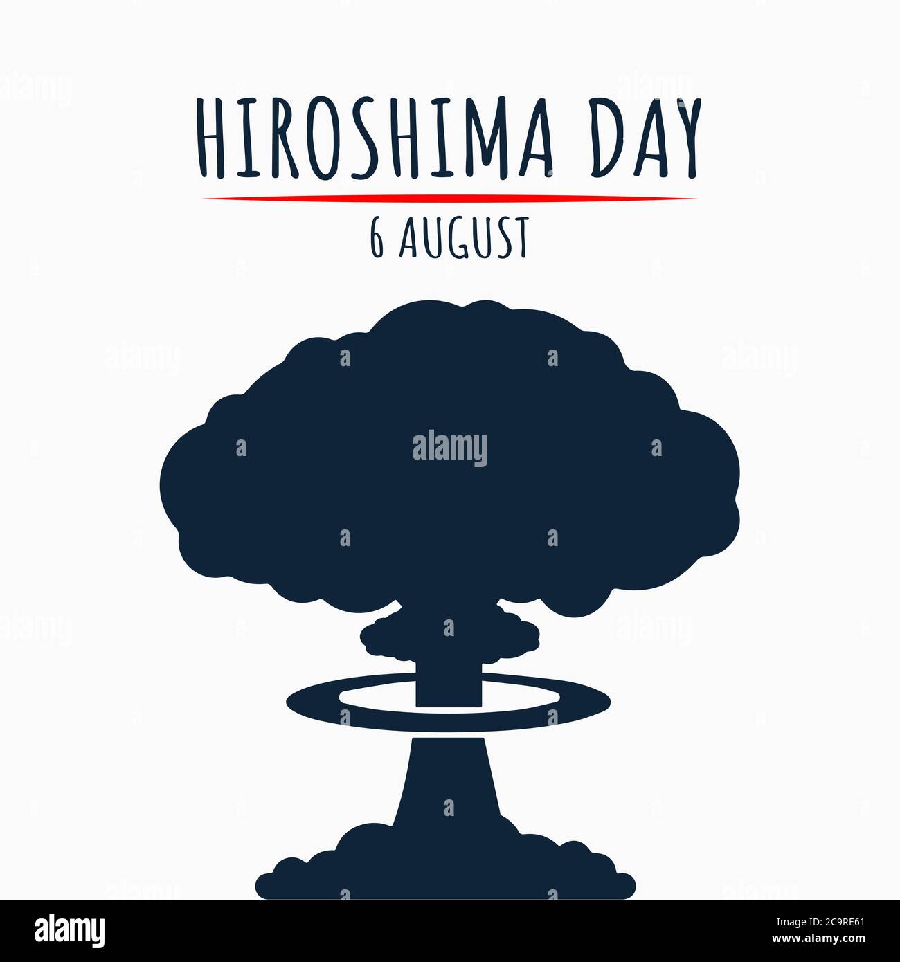 Hiroshima Day, 6 august, nuclear bomb poster, flat illustration, vector Stock Vector