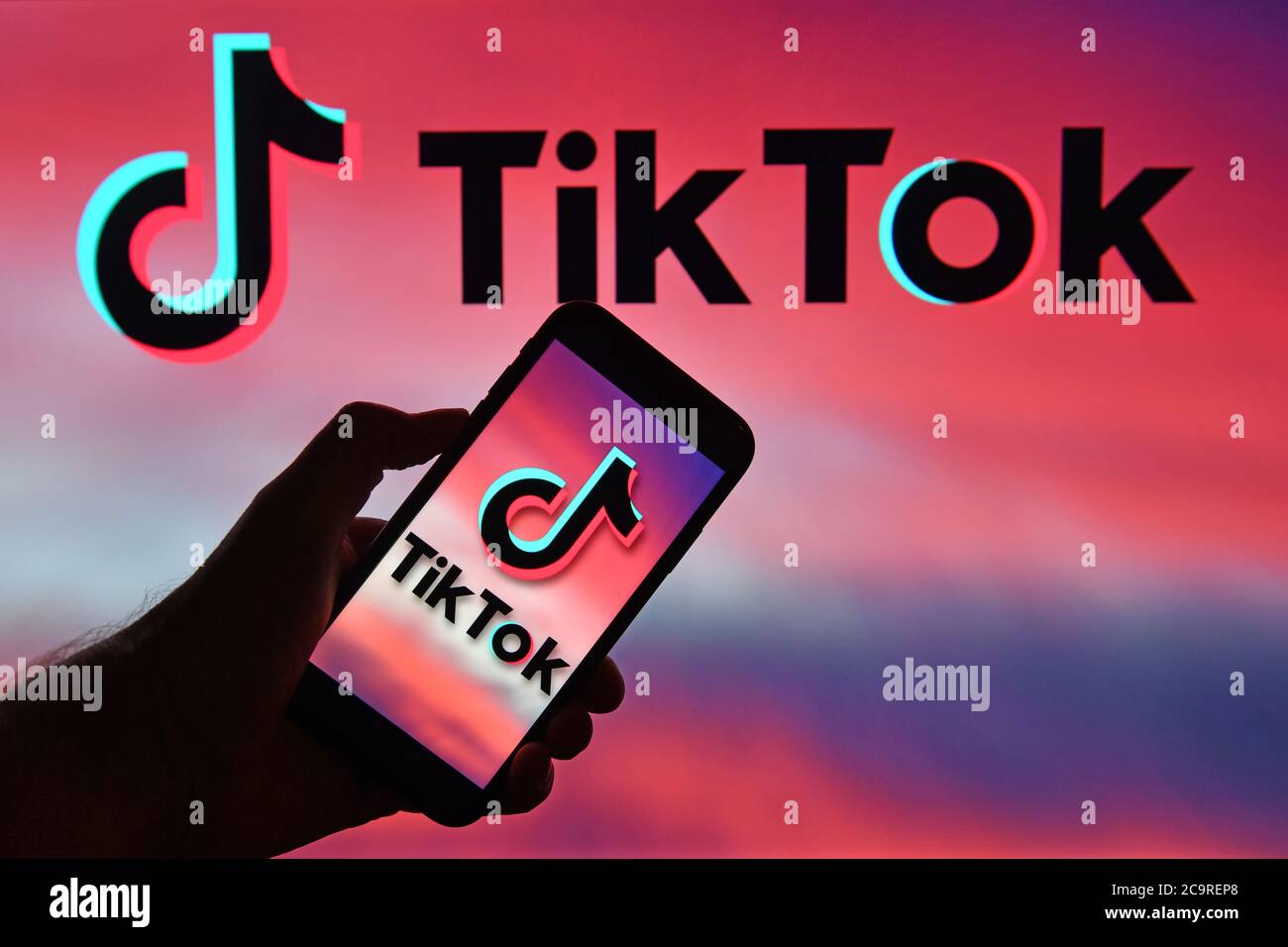 Munich, Deutschland. 02nd Aug, 2020. TikTok themed image. TikTok, also  known in China as Douyin, is a Chinese video portal for lip-syncing music  videos and other short video clips that also offers