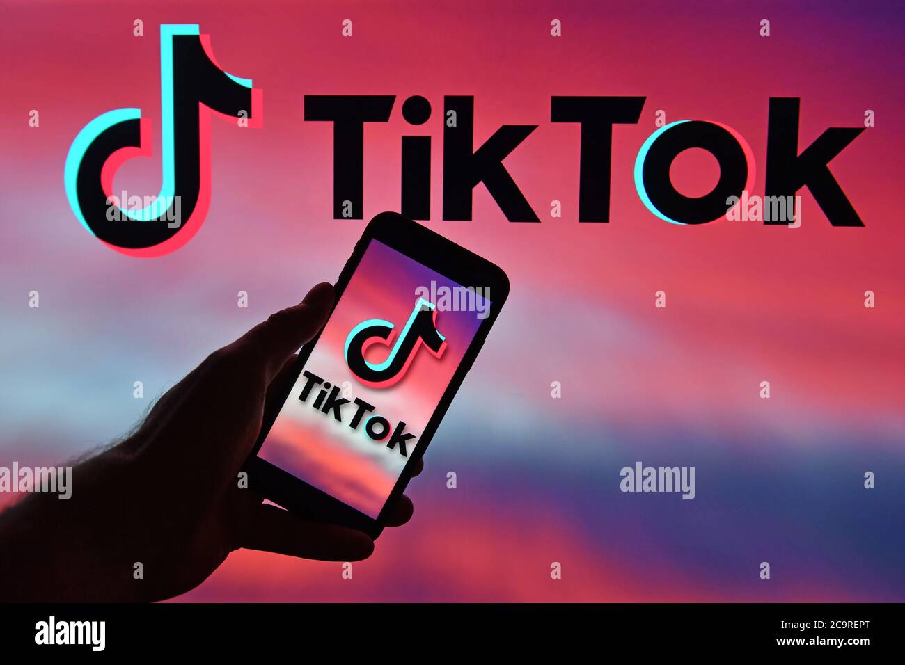 Munich, Deutschland. 02nd Aug, 2020. TikTok themed image. TikTok, also  known in China as Douyin, is a Chinese video portal for lip-syncing music  videos and other short video clips that also offers