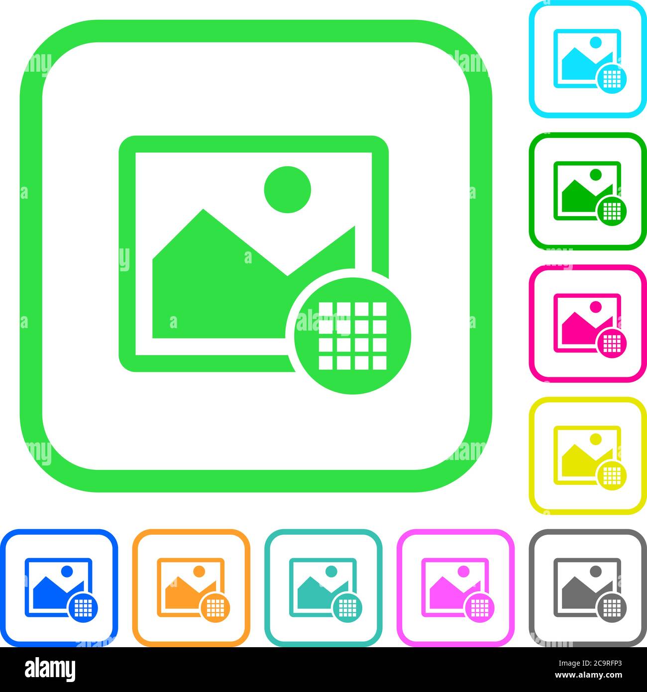 Image color palette vivid colored flat icons in curved borders on white ...