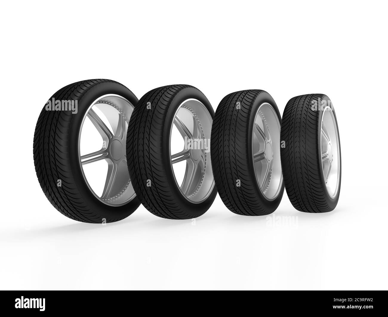 Car wheels isolated on white background. 3D rendering Stock Photo - Alamy