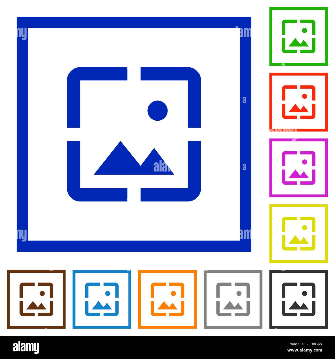 Wallpaper image flat color icons in square frames on white background ...