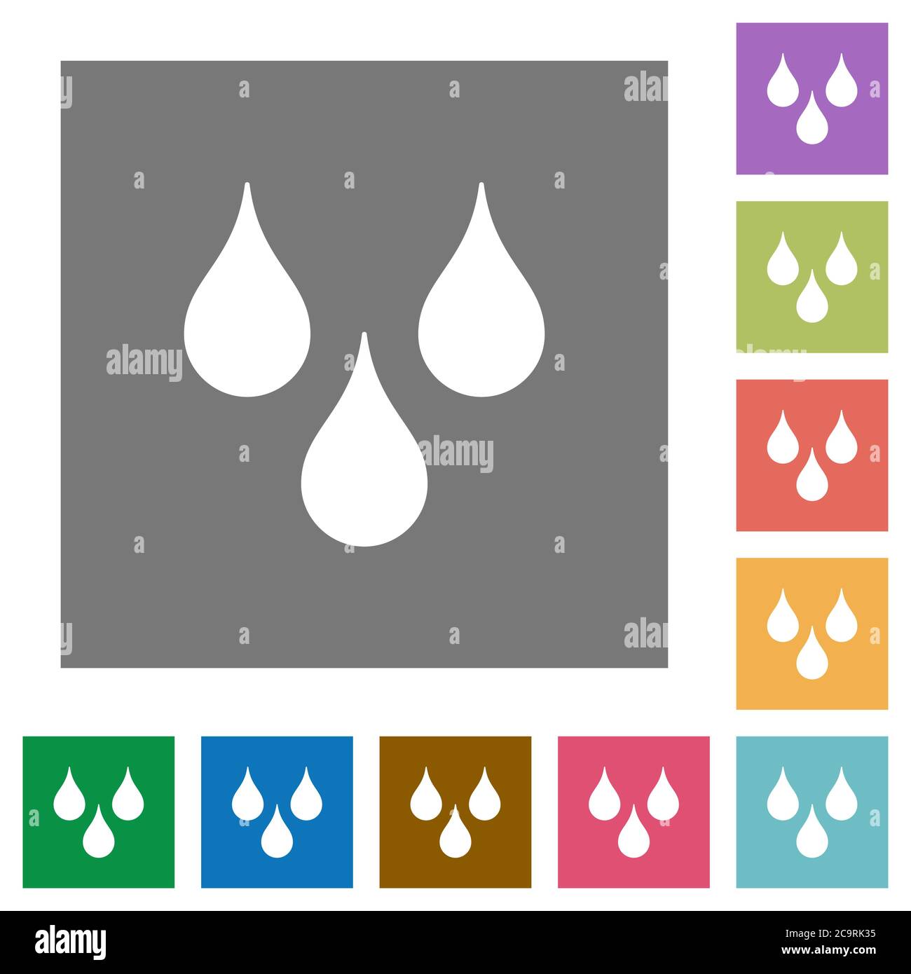 Water drops flat icons on simple color square backgrounds Stock Vector ...