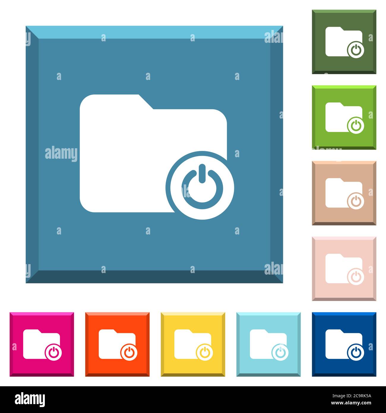 Close directory white icons on edged square buttons in various trendy ...