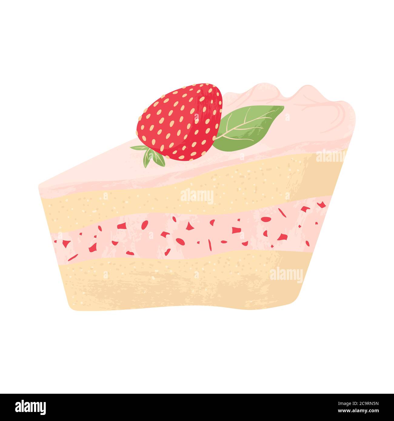Piece of strawberry cake with whipped cream and strawberry birthday tasty  bake. Vector flat cartoons illustration of tasty dessert. Sugar gourmet  past Stock Vector Image & Art - Alamy