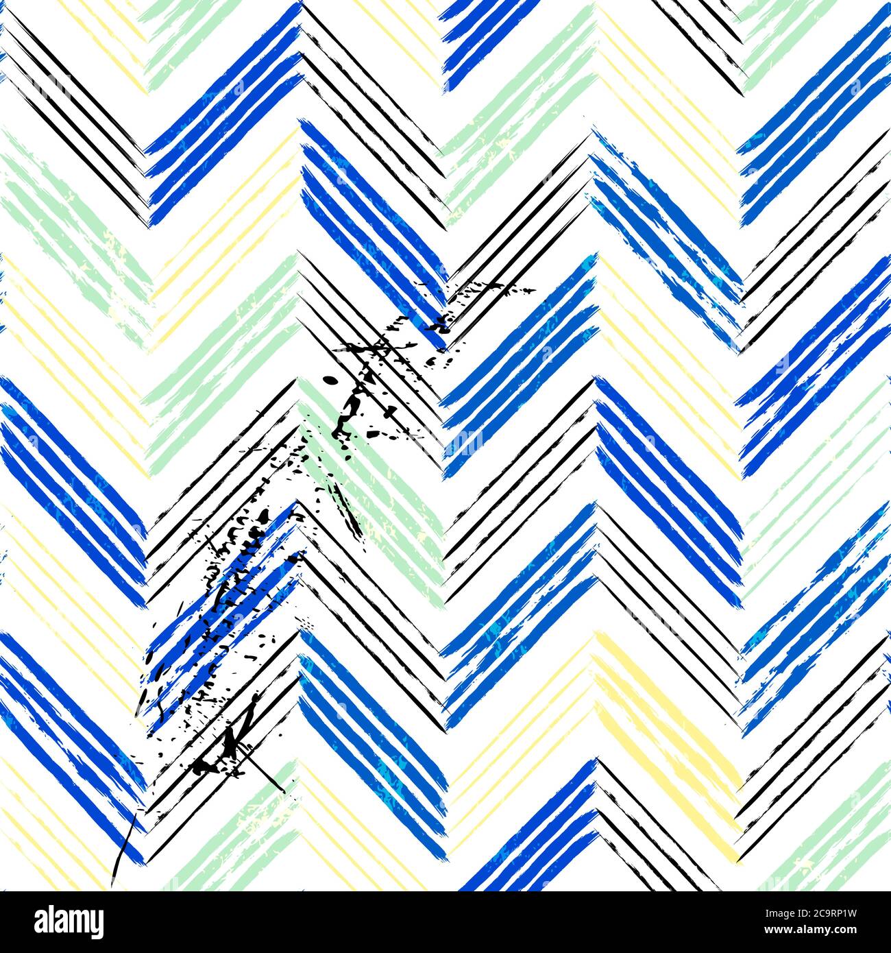 abstract background, with strokes and splashes, seamless zigzag pattern Stock Vector
