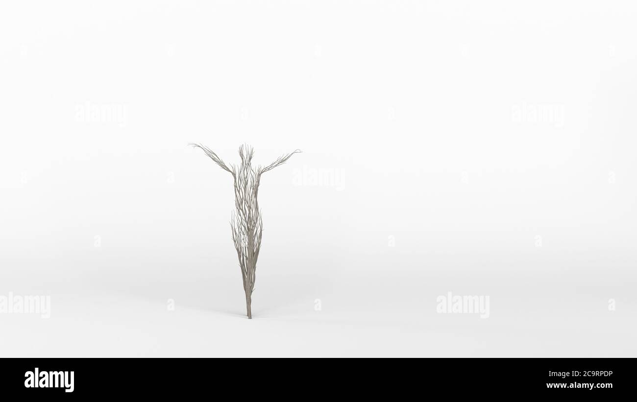 Growing Tree in a shape of a Human. Eco Concept. 3D rendering Stock ...