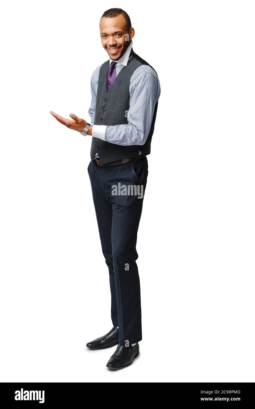 full length studio shot of a african-american businessman Isolated on ...