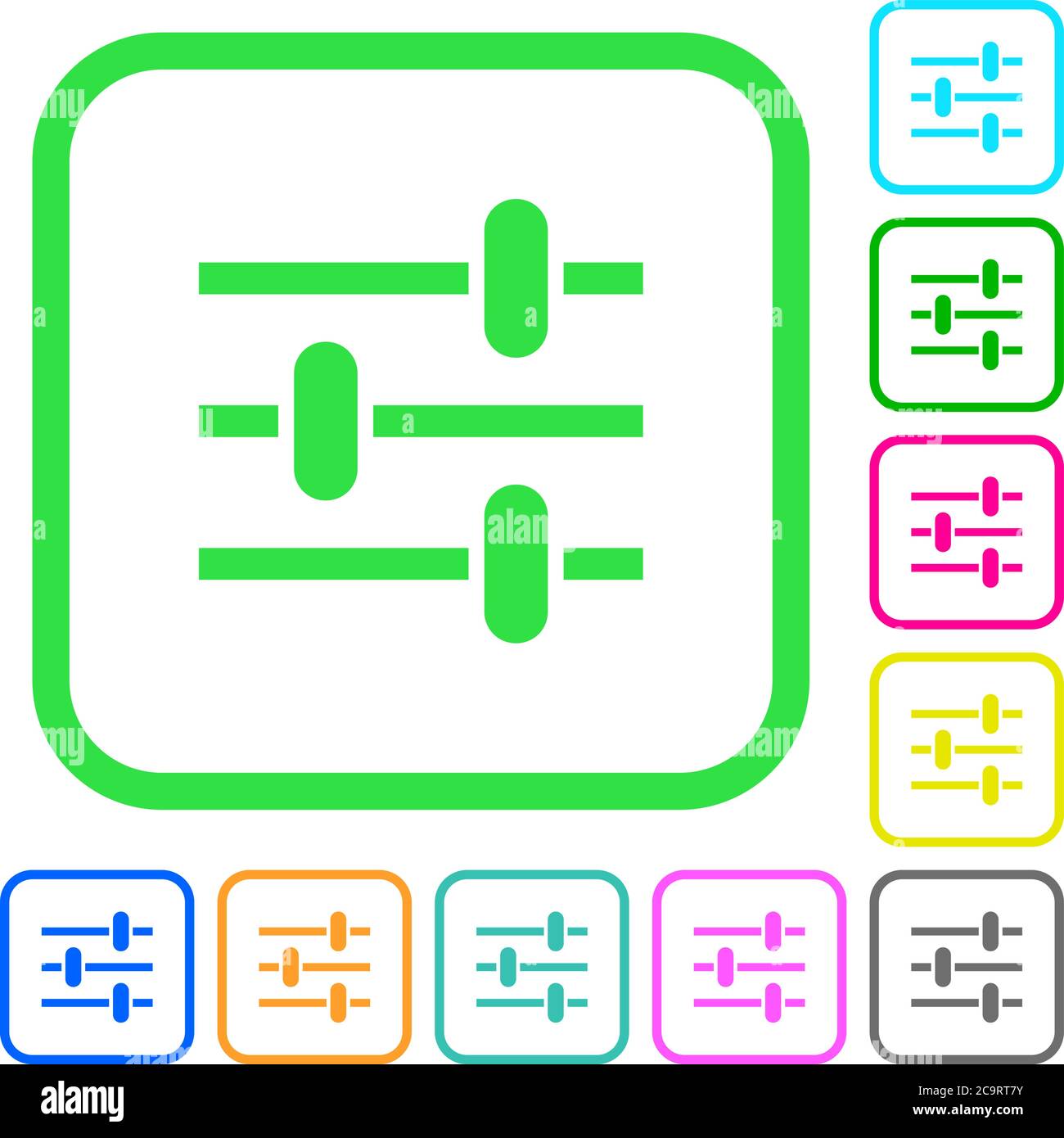 Adjustment vivid colored flat icons in curved borders on white ...