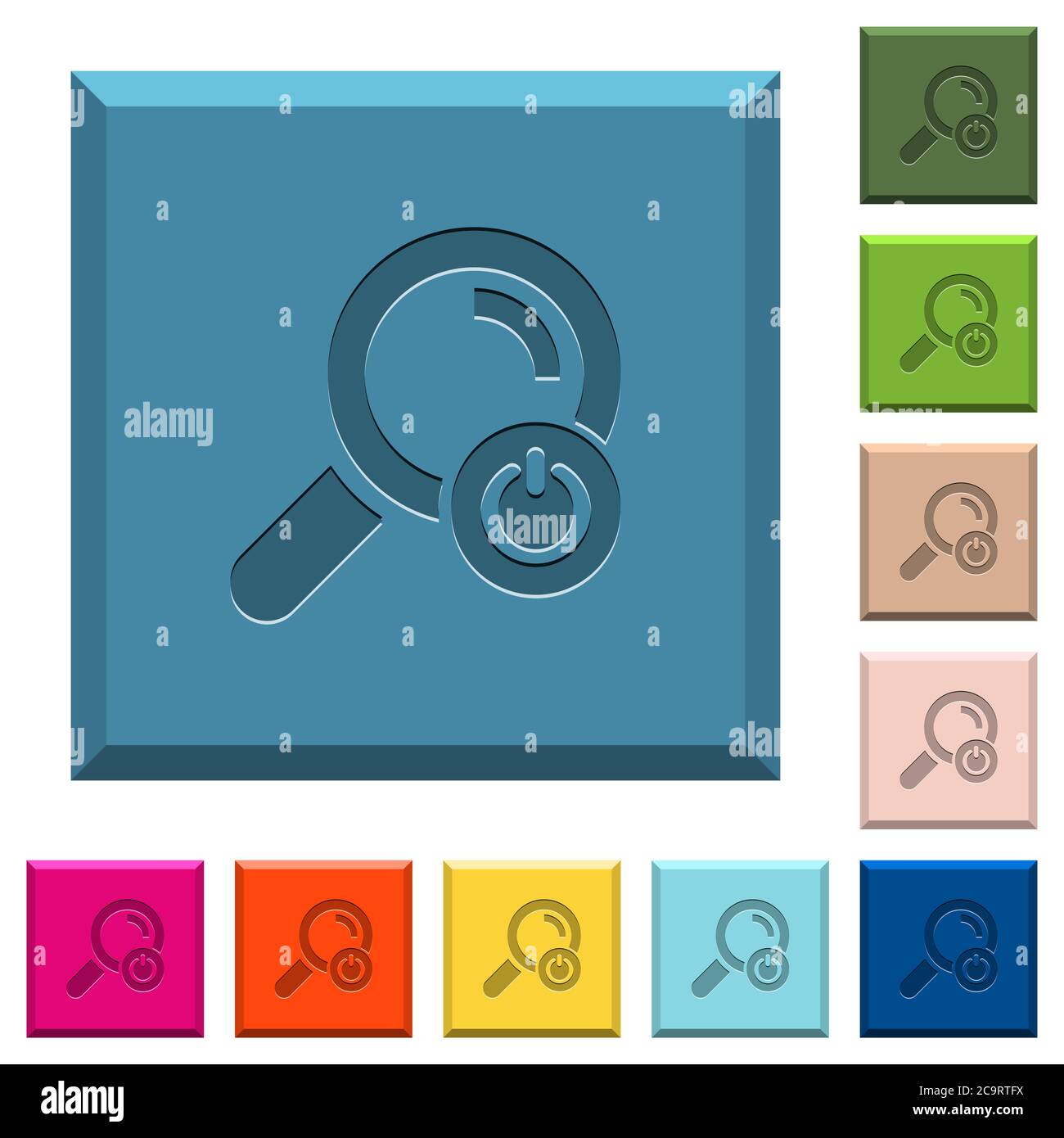 Exit from search engraved icons on edged square buttons in various ...