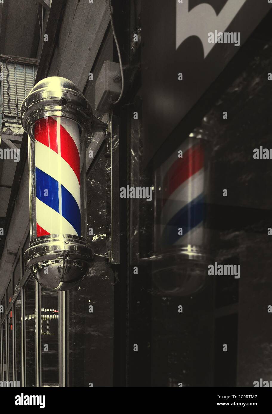 the barber shop pole sign Stock Photo Alamy