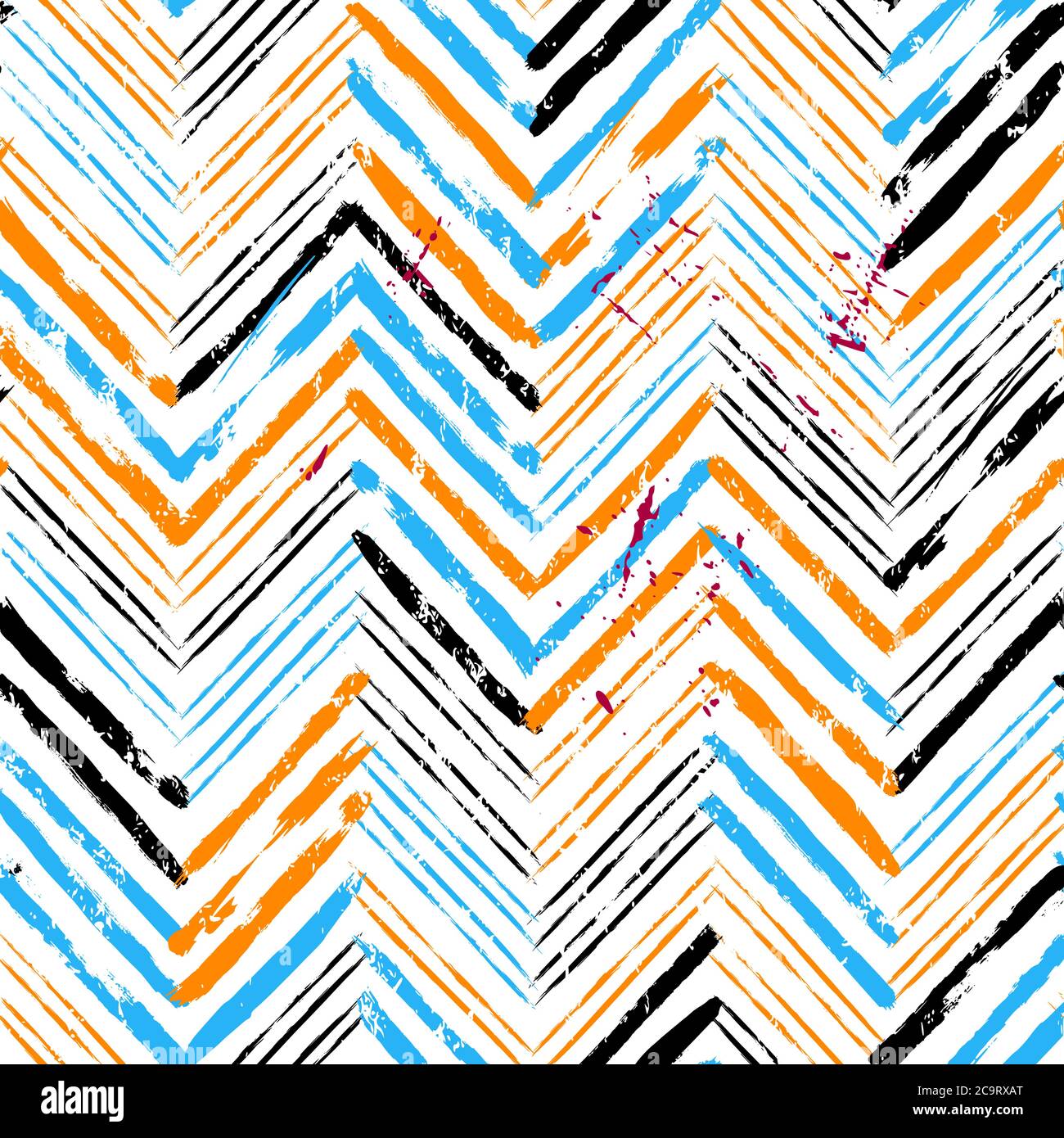 abstract geometric background pattern, with strokes and splashes, zigzag, seamless Stock Vector