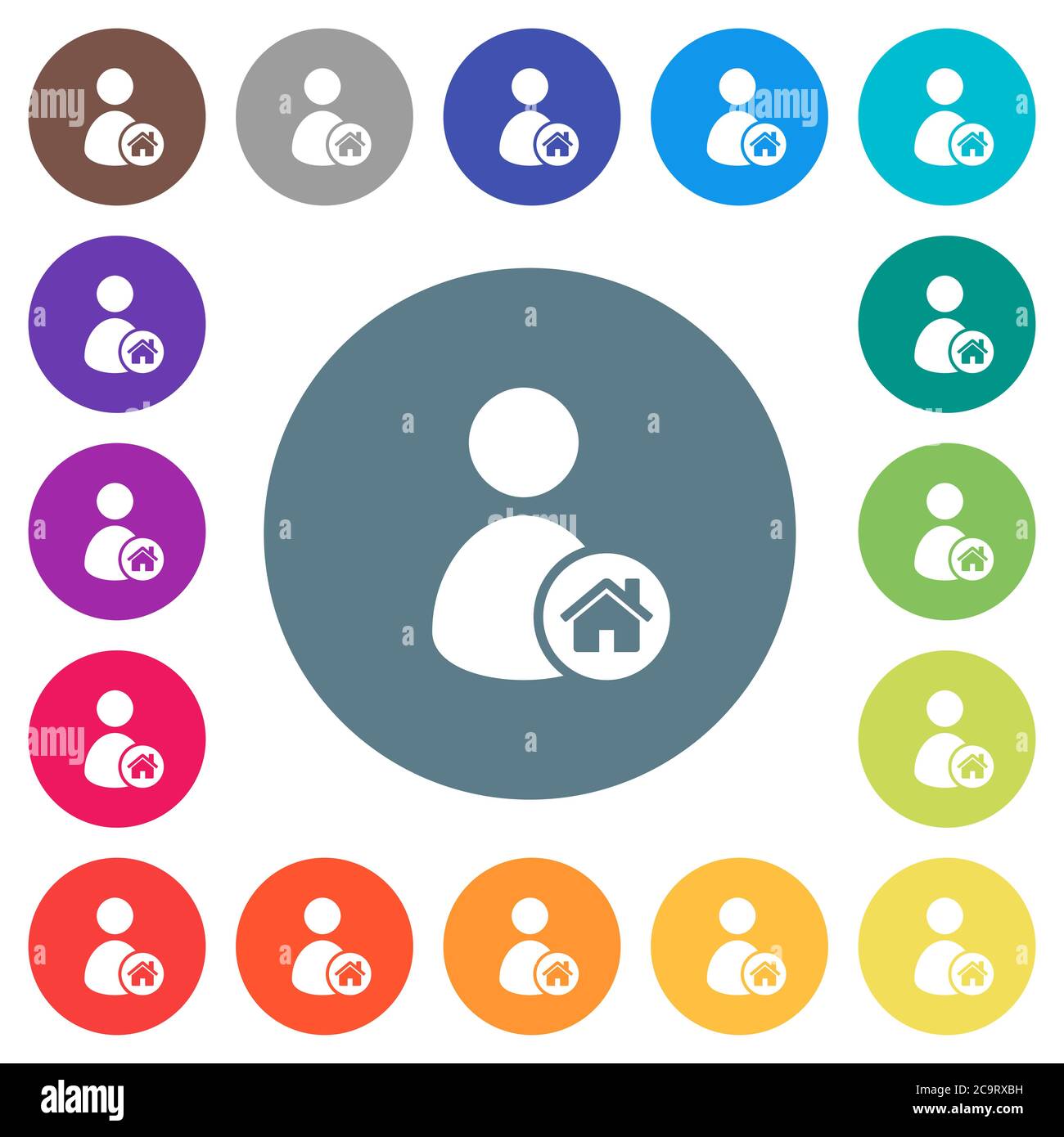 User home flat white icons on round color backgrounds. 17 background ...