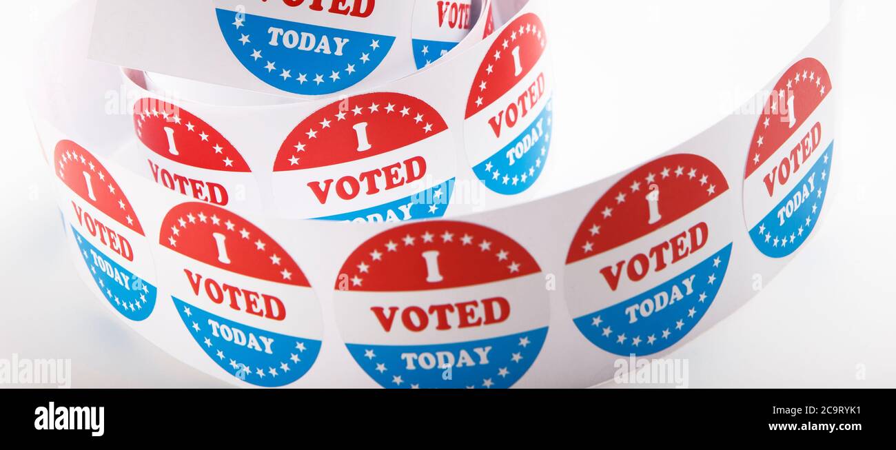 Presidential US election 2020, vote stickers roll close up Stock Photo