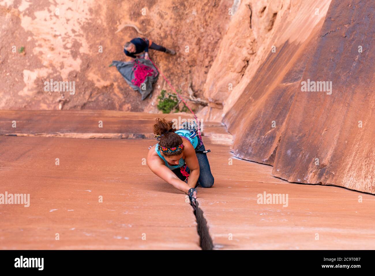 Woman Rock Climbing Stock Photo - Alamy