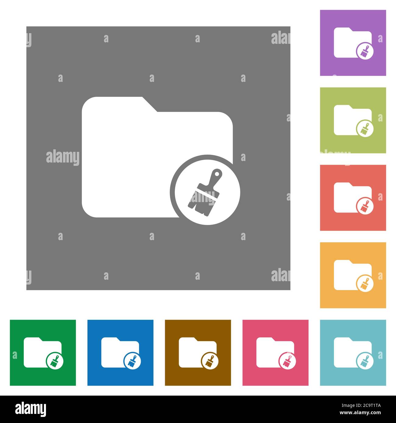 Directory paste flat icons on simple color square backgrounds Stock Vector