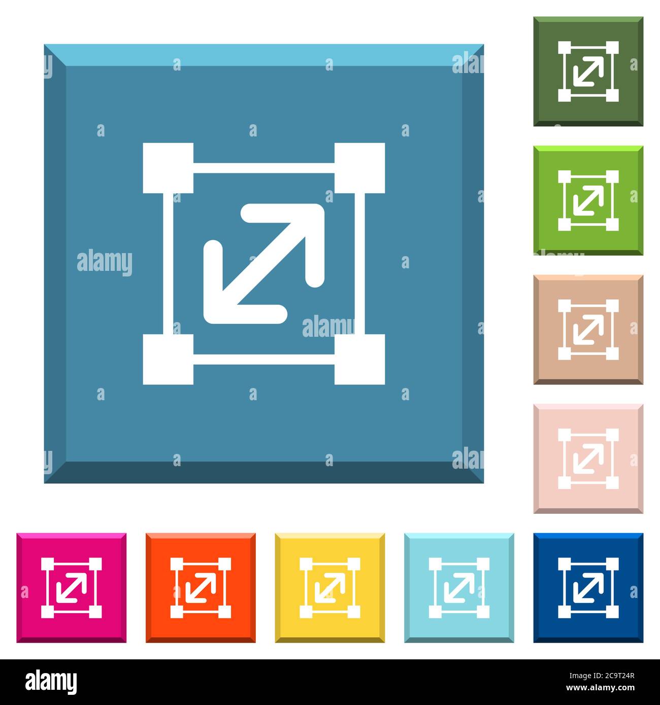 Resize element white icons on edged square buttons in various trendy ...