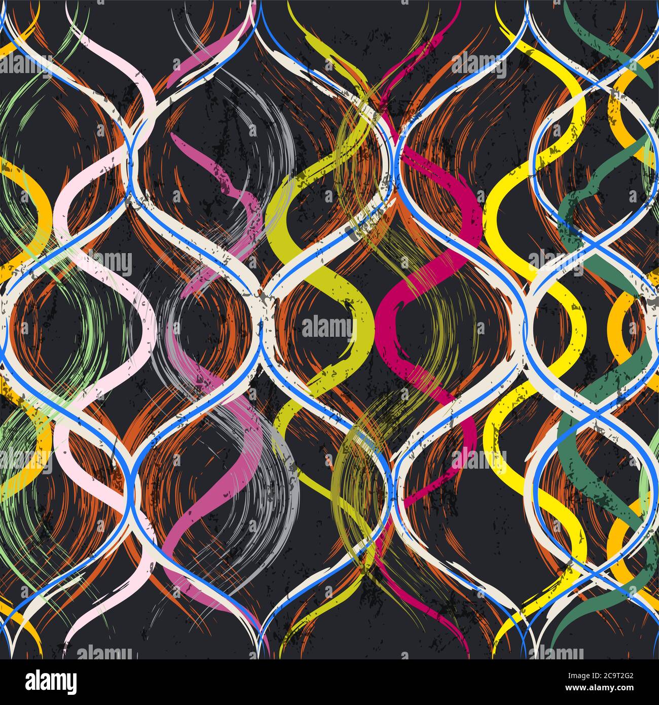 abstract pattern background, with waves, strokes and splashes, on black Stock Vector