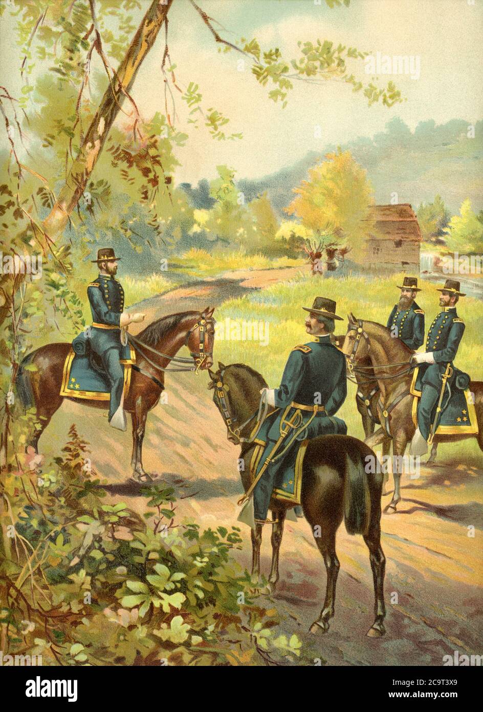 Pictured here are U.S. Army generals  in 1864, during the American Civil War. The illustration dates to 1899. Stock Photo