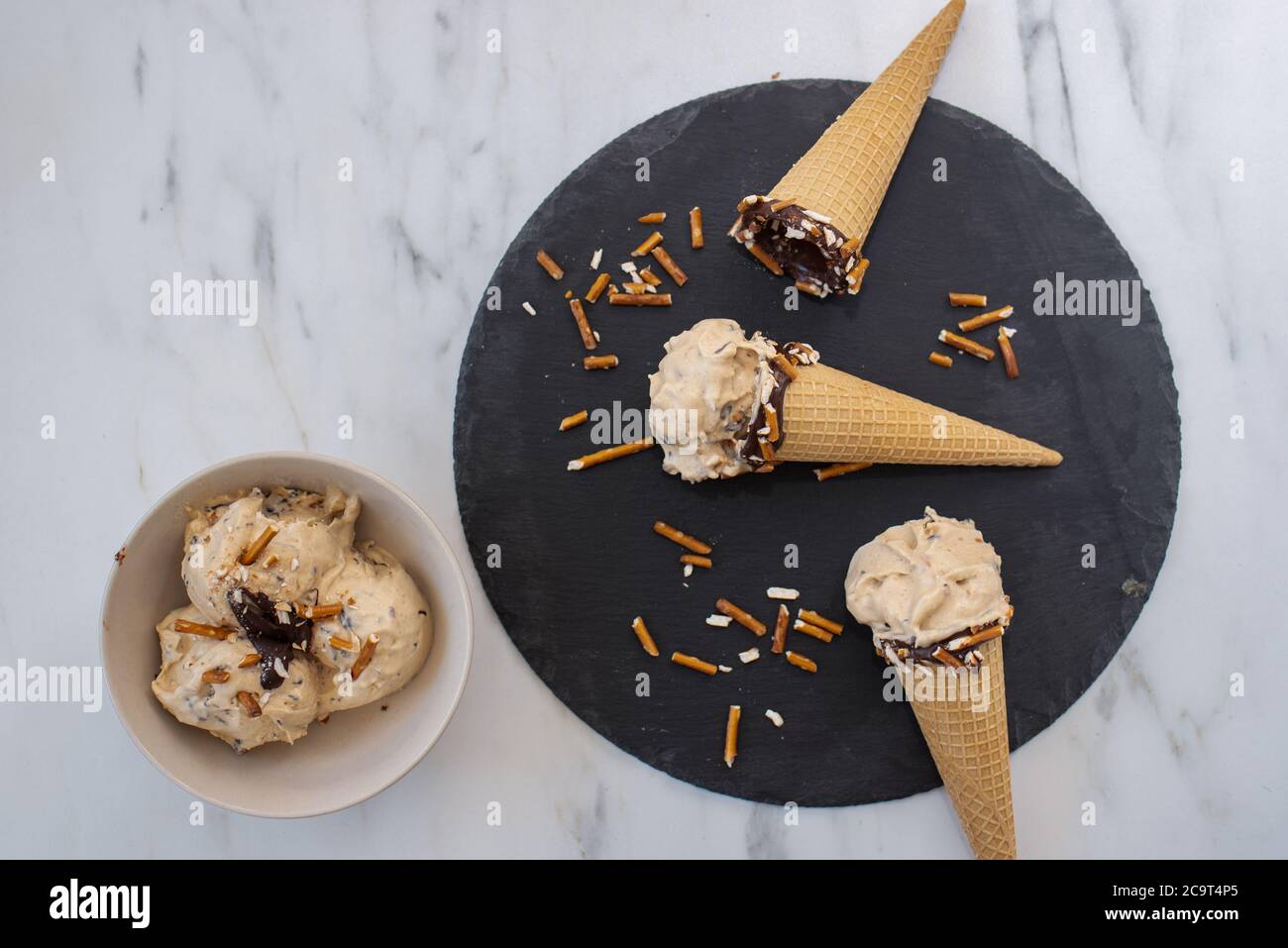 Chocolate peanut butter ice cream Stock Photo - Alamy