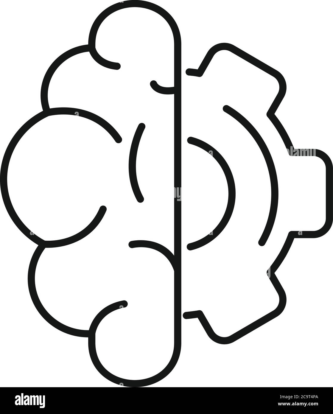 Brain gear innovation icon. Outline brain gear innovation vector icon ...