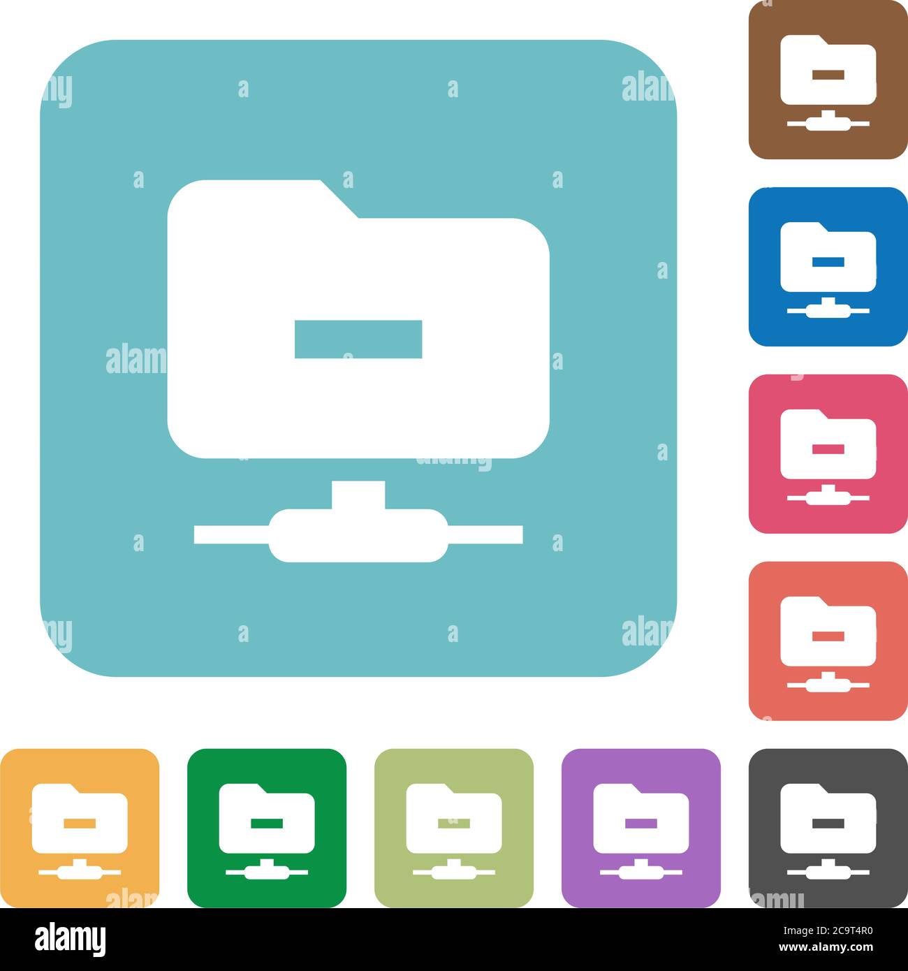 FTP remove white flat icons on color rounded square backgrounds Stock Vector